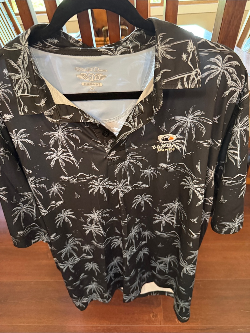 Black Palm-Print Performance Polo by Straight Down Bandon Dunes golf course
